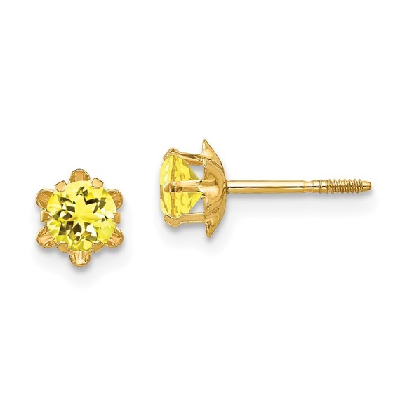 14k Yellow Gold Madi K Children's4mm CZ Birthstone (Nov) Screwback Earrings